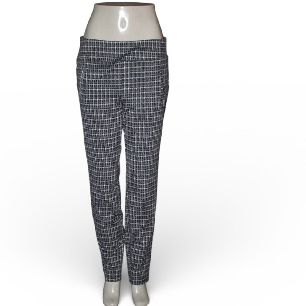 Soho Apparel Black White Grey Check Pants L 32"L NWOT Pull On Style#68414436RS